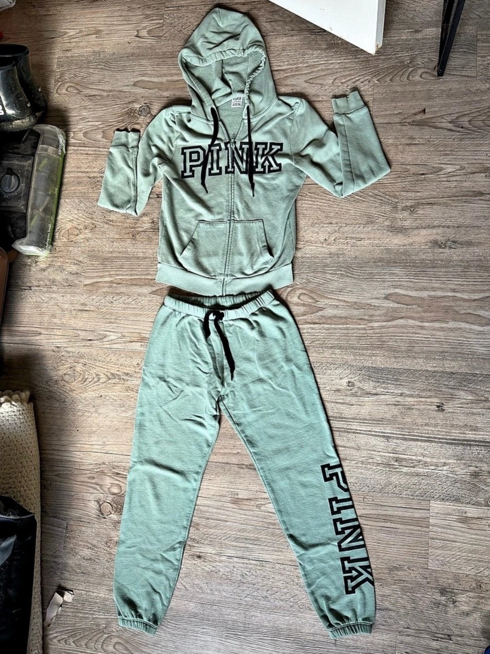 PINK Sea foam sage green Hoodie Jogger Set